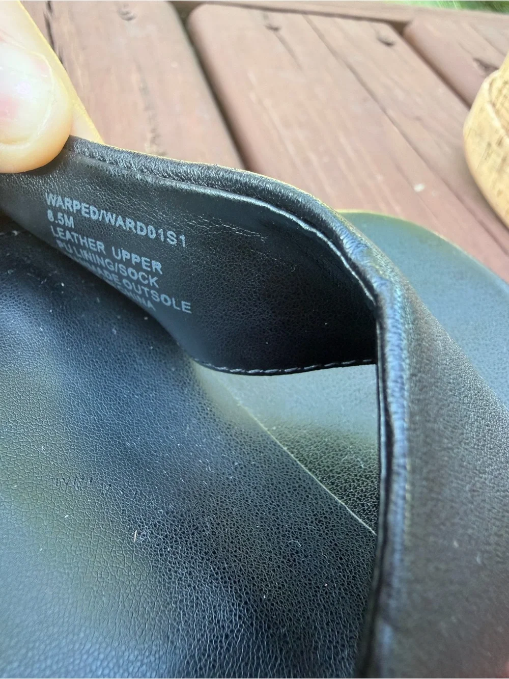 Steve Madden Warped Black Leather Cork Platform Sandals 8.5M $125 Retail